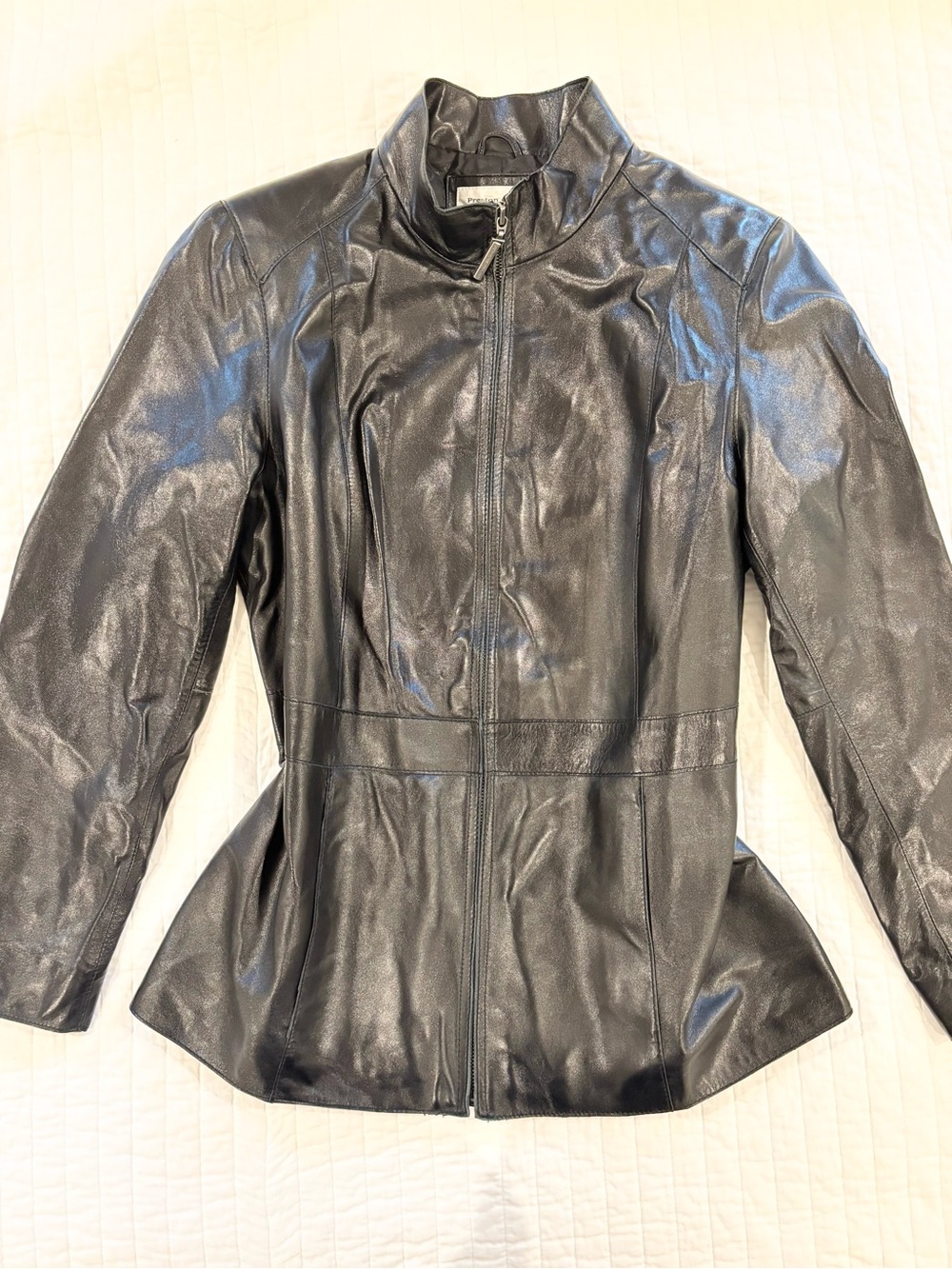 Vintage Y2K Preston & York Women’s Black Leather Zip-Front Jacket